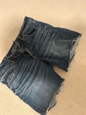 American Eagle Outfitters Dark Blue Mid-Rise Denim Shorts